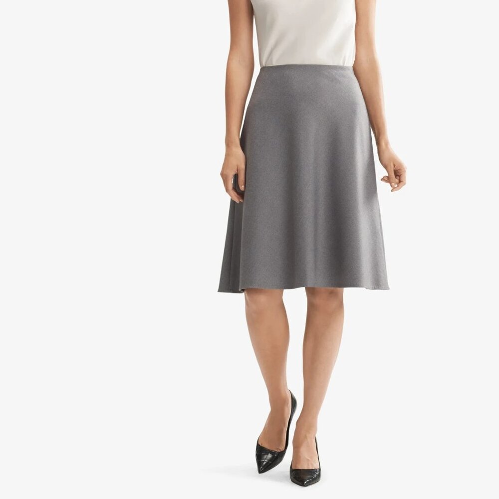 NWT MM. Lafleur Suffolk in Gray Flannel A-line Flare Skirt 16 $190